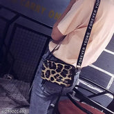 Dark tiger print synthetic sling bag, free size cross body purse with one compartment, textured net pattern